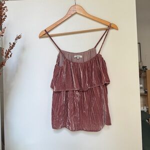 Madewell Velvet Spaghetti Strap Top in Mauve